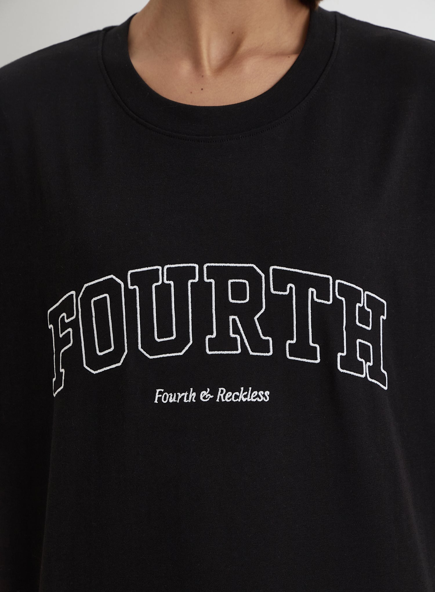 Black Oversized Fourth Applique T